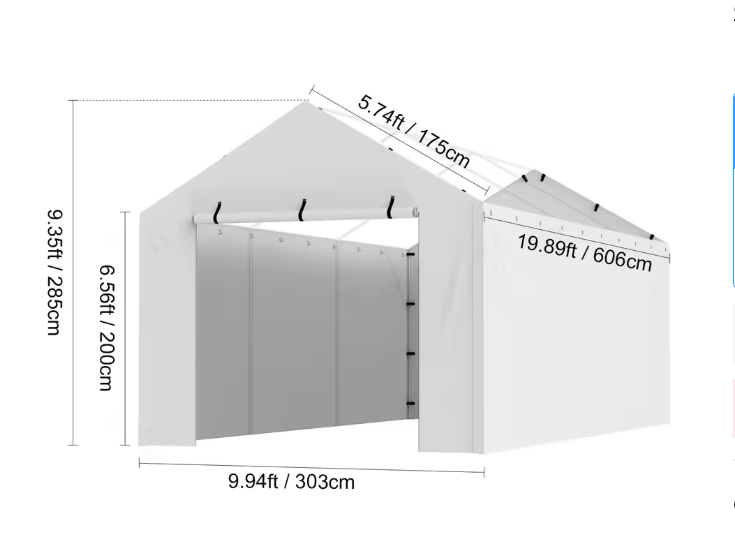 Carport Dakzeil Vervanging – Waterdicht UV-Beschermd Afdekzeil met Elastische Bevestiging