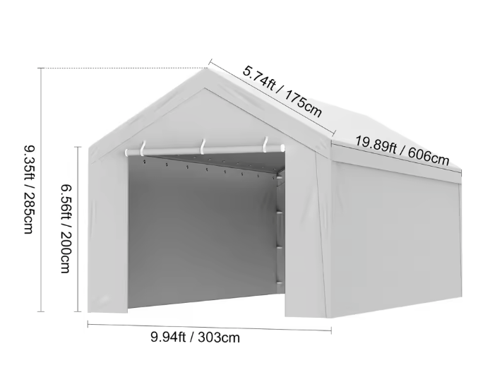 Carport Dakzeil Vervanging – Waterdicht UV-Beschermd Afdekzeil met Elastische Bevestiging