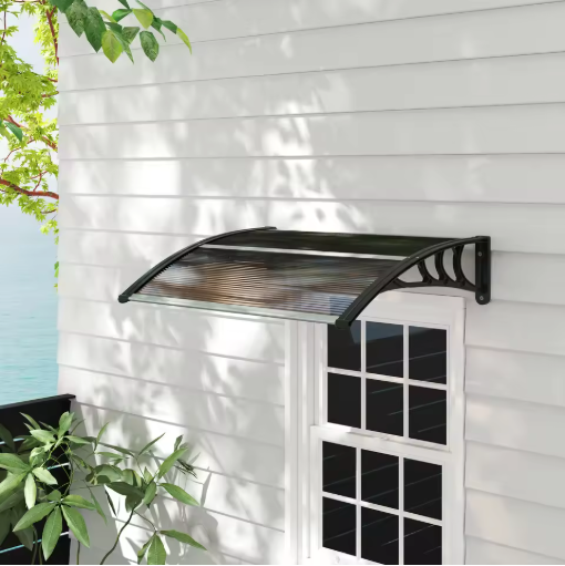Deurluifel 120 x 75 cm – Transparant Polycarbonaat Afdak met UV-Bescherming