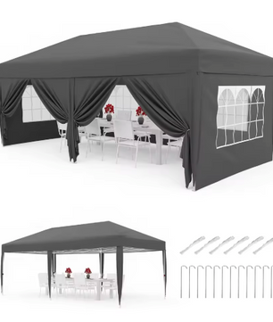 Pop-up Partytent 300 x 600 cm – Heavy Duty met 6 Zijwanden en Draagtas op Wielen