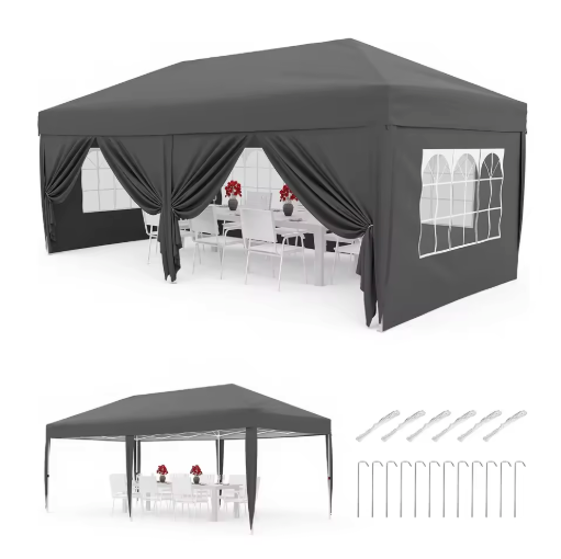 Pop-up Partytent 300 x 600 cm – Heavy Duty met 6 Zijwanden en Draagtas op Wielen