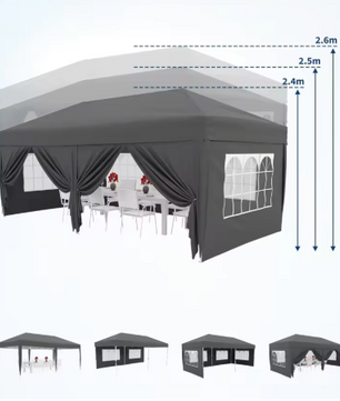 Pop-up Partytent 300 x 600 cm – Heavy Duty met 6 Zijwanden en Draagtas op Wielen