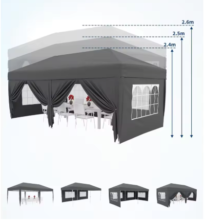 Pop-up Partytent 300 x 600 cm – Heavy Duty met 6 Zijwanden en Draagtas op Wielen