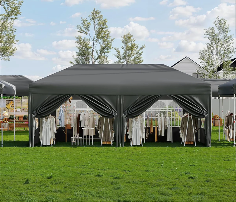 Pop-up Partytent 300 x 600 cm – Heavy Duty met 6 Zijwanden en Draagtas op Wielen