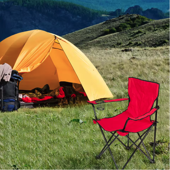Opvouwbare Campingstoel 50 x 50 x 80 cm – Met Bekerhouder, Draagbaar en Stevig tot 130 kg