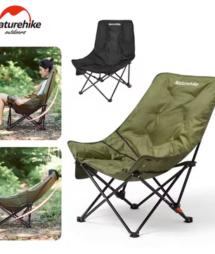 Hoge Rug Campingstoel – Opvouwbare Moon Chair met Comfortabele Vulling voor Outdoor en Camping