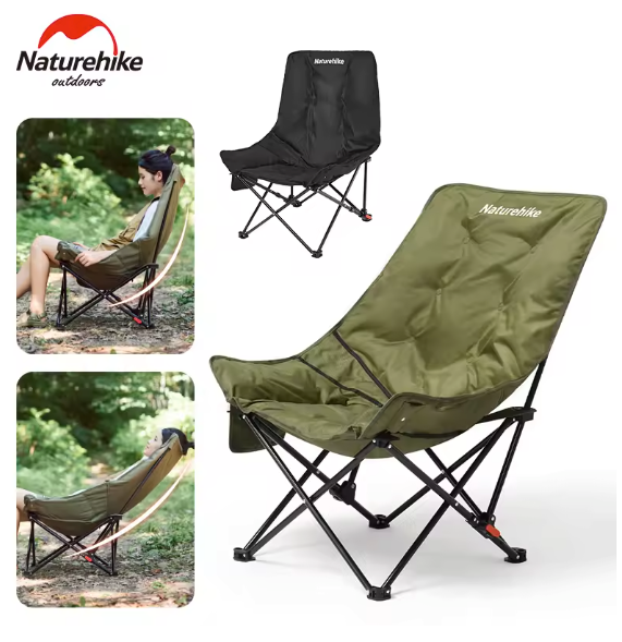 Hoge Rug Campingstoel – Opvouwbare Moon Chair met Comfortabele Vulling voor Outdoor en Camping