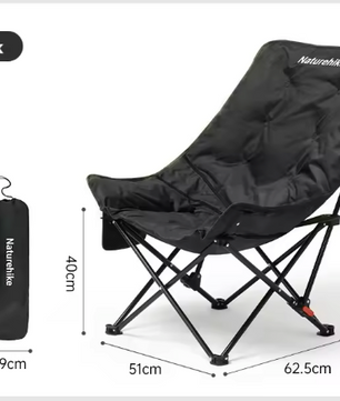 Hoge Rug Campingstoel – Opvouwbare Moon Chair met Comfortabele Vulling voor Outdoor en Camping