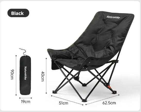 Hoge Rug Campingstoel – Opvouwbare Moon Chair met Comfortabele Vulling voor Outdoor en Camping