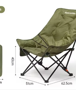 Hoge Rug Campingstoel – Opvouwbare Moon Chair met Comfortabele Vulling voor Outdoor en Camping