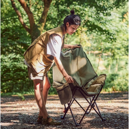 Hoge Rug Campingstoel – Opvouwbare Moon Chair met Comfortabele Vulling voor Outdoor en Camping