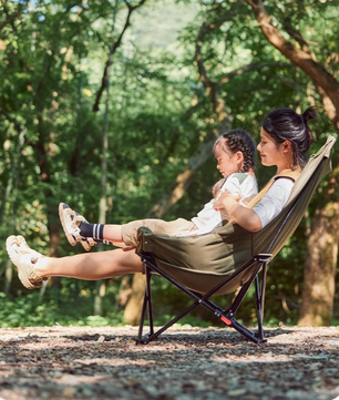 Hoge Rug Campingstoel – Opvouwbare Moon Chair met Comfortabele Vulling voor Outdoor en Camping
