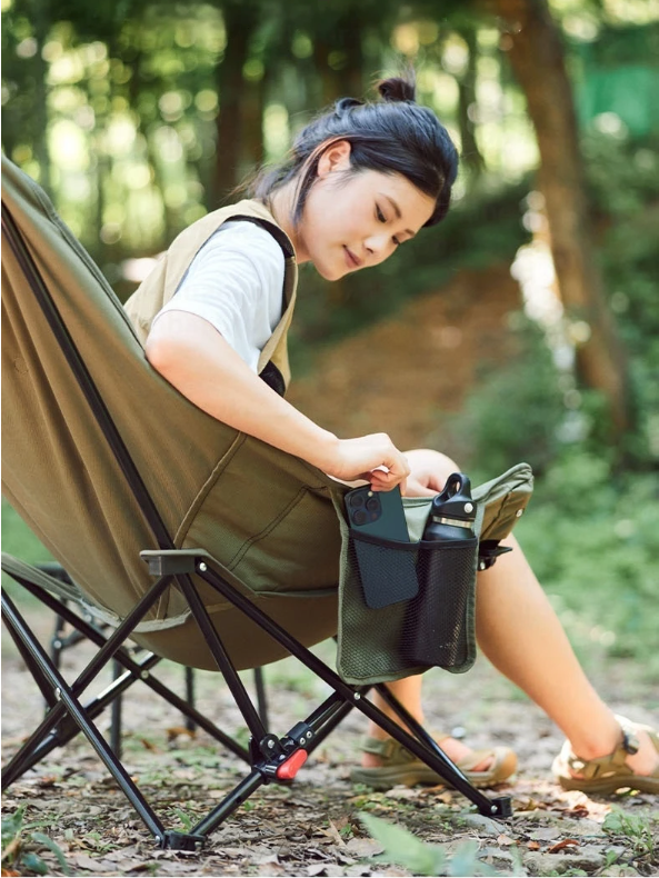 Hoge Rug Campingstoel – Opvouwbare Moon Chair met Comfortabele Vulling voor Outdoor en Camping