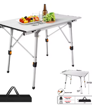 Opvouwbare Campingtafel 90 x 52 cm – In Hoogte Verstelbaar Aluminium Tafel met Opbergnet