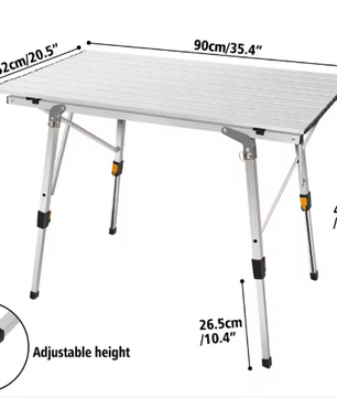 Opvouwbare Campingtafel 90 x 52 cm – In Hoogte Verstelbaar Aluminium Tafel met Opbergnet