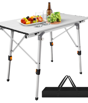 Opvouwbare Campingtafel 90 x 52 cm – In Hoogte Verstelbaar Aluminium Tafel met Opbergnet