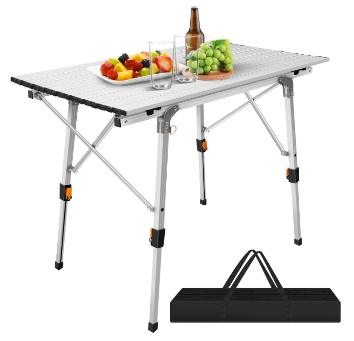 Opvouwbare Campingtafel 90 x 52 cm – In Hoogte Verstelbaar Aluminium Tafel met Opbergnet