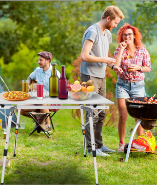 Opvouwbare Campingtafel 90 x 52 cm – In Hoogte Verstelbaar Aluminium Tafel met Opbergnet