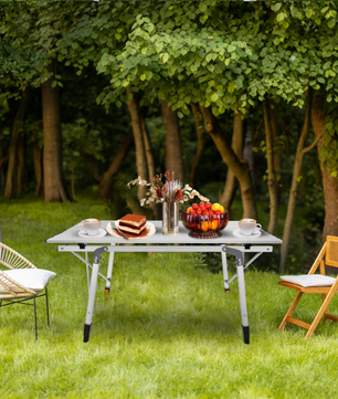Opvouwbare Campingtafel 90 x 52 cm – In Hoogte Verstelbaar Aluminium Tafel met Opbergnet