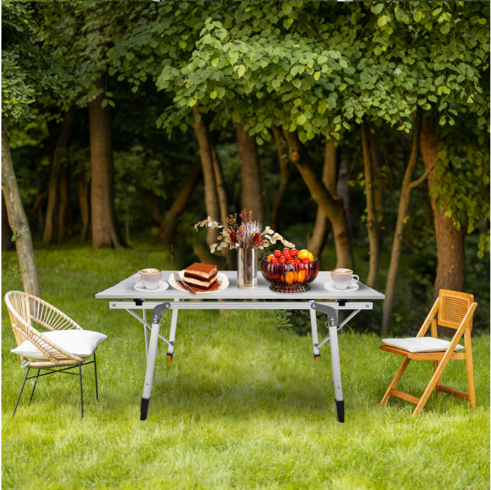 Opvouwbare Campingtafel 90 x 52 cm – In Hoogte Verstelbaar Aluminium Tafel met Opbergnet