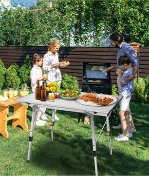 Opvouwbare Campingtafel 90 x 52 cm – In Hoogte Verstelbaar Aluminium Tafel met Opbergnet
