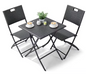 Opvouwbare Bistroset 3-delig – Tafel en 2 Stoelen van Rattan met Stalen Frame voor Balkon en Tuin