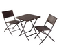 Opvouwbare Bistroset 3-delig – Tafel en 2 Stoelen van Rattan met Stalen Frame voor Balkon en Tuin