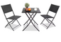 Opvouwbare Bistroset 3-delig – Tafel en 2 Stoelen van Rattan met Stalen Frame voor Balkon en Tuin