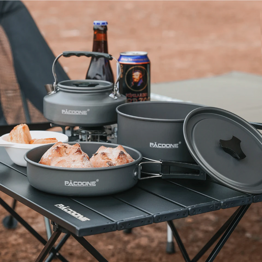 Camping Kookset Aluminium – Compacte Pannenset met Waterkoker voor Hiking en Outdoor