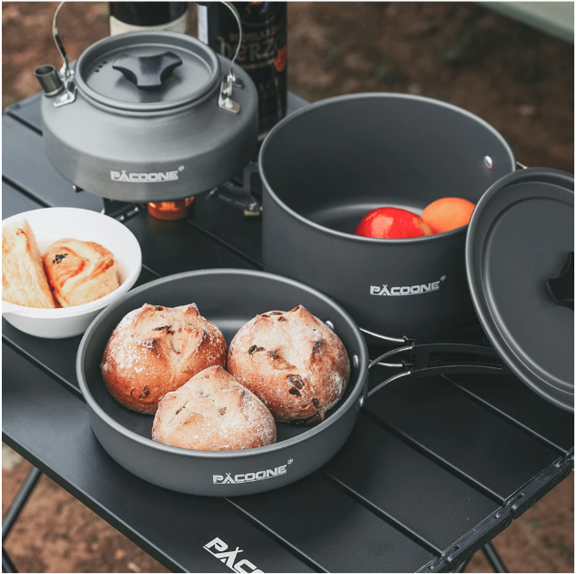 Camping Kookset Aluminium – Compacte Pannenset met Waterkoker voor Hiking en Outdoor
