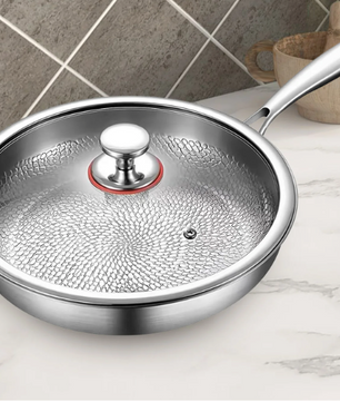 Titanium Koekenpan 30 cm – Lichtgewicht Anti-aanbak Pan met Deksel voor Alle Warmtebronnen