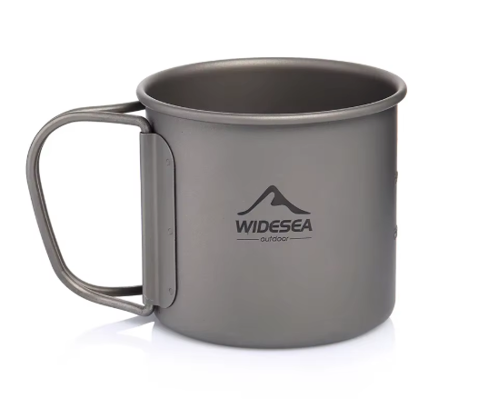 Titanium Camping Mok met Deksel – Lichtgewicht Outdoor Beker voor Hiking en Camping