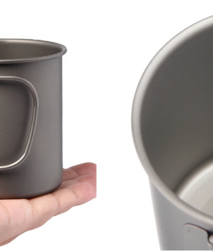 Titanium Camping Mok met Deksel – Lichtgewicht Outdoor Beker voor Hiking en Camping