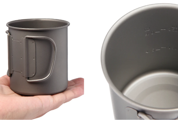 Titanium Camping Mok met Deksel – Lichtgewicht Outdoor Beker voor Hiking en Camping