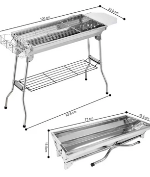Opvouwbare Houtskool BBQ Grill – RVS Barbecue met Tools Set voor Camping en Outdoor