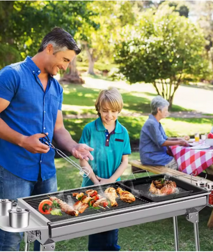 Opvouwbare Houtskool BBQ Grill – RVS Barbecue met Tools Set voor Camping en Outdoor