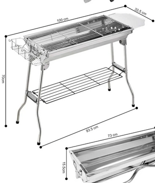 Opvouwbare Houtskool BBQ Grill – RVS Barbecue met Tools Set voor Camping en Outdoor