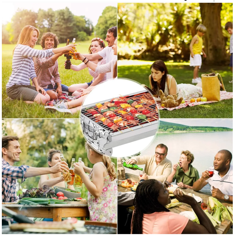 Opvouwbare Houtskool BBQ Grill – RVS Barbecue met Tools Set voor Camping en Outdoor