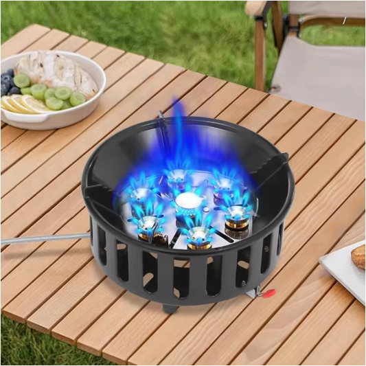 Draagbaar Camping Kooktoestel 21000W – Butaan Gasbrander met Adapters voor Outdoor Koken
