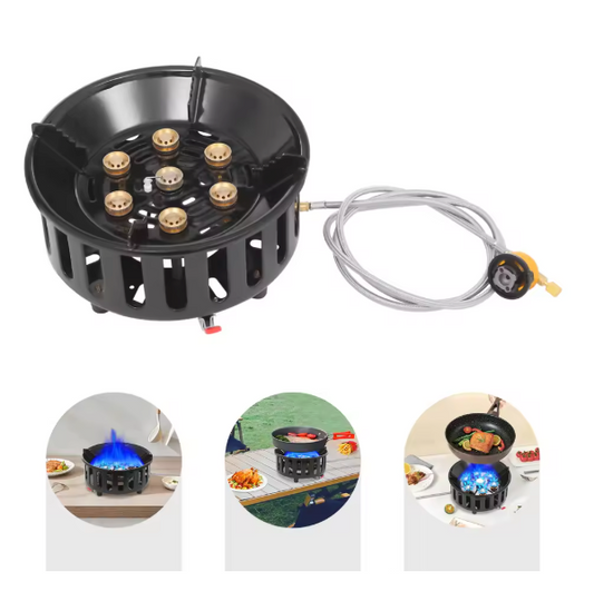Draagbaar Camping Kooktoestel 21000W – Butaan Gasbrander met Adapters voor Outdoor Koken