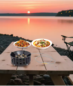Draagbaar Camping Kooktoestel 21000W – Butaan Gasbrander met Adapters voor Outdoor Koken