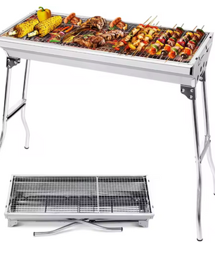 Opvouwbare Houtskool BBQ Grill – RVS Barbecue voor Camping, Picknick en Tuin