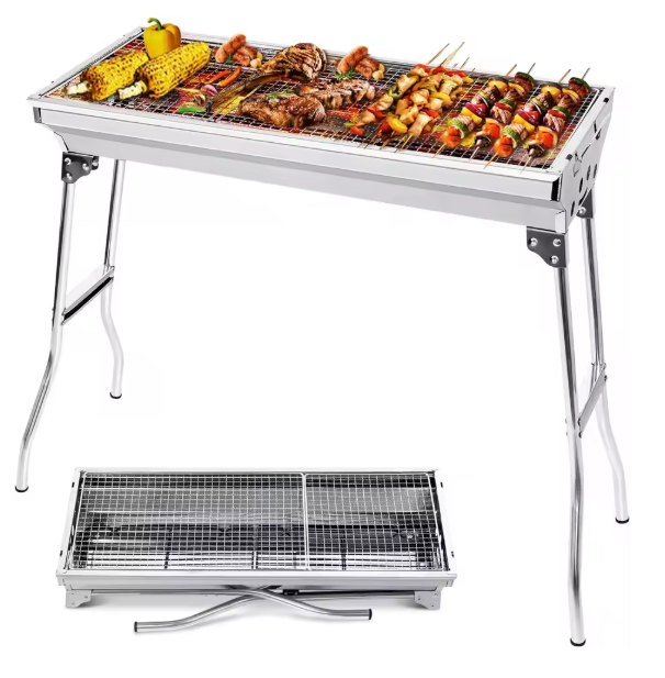 Opvouwbare Houtskool BBQ Grill – RVS Barbecue voor Camping, Picknick en Tuin
