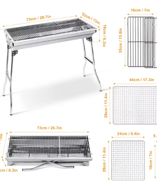 Opvouwbare Houtskool BBQ Grill – RVS Barbecue voor Camping, Picknick en Tuin