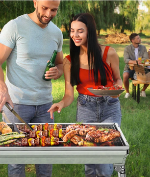 Opvouwbare Houtskool BBQ Grill – RVS Barbecue voor Camping, Picknick en Tuin