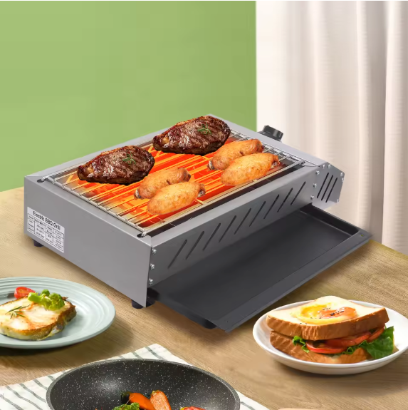 Elektrische BBQ Grill 2.5KW – RVS Tafelbarbecue met Instelbare Temperatuur voor Binnen en Outdoor