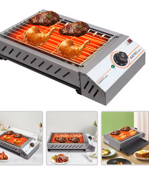 Elektrische BBQ Grill 2.5KW – RVS Tafelbarbecue met Instelbare Temperatuur voor Binnen en Outdoor