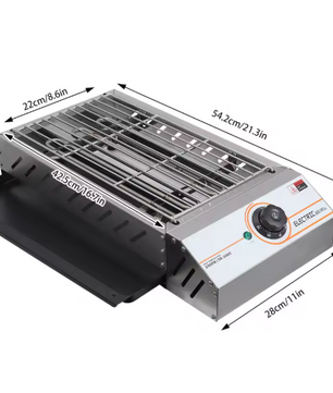 Elektrische BBQ Grill 2.5KW – RVS Tafelbarbecue met Instelbare Temperatuur voor Binnen en Outdoor