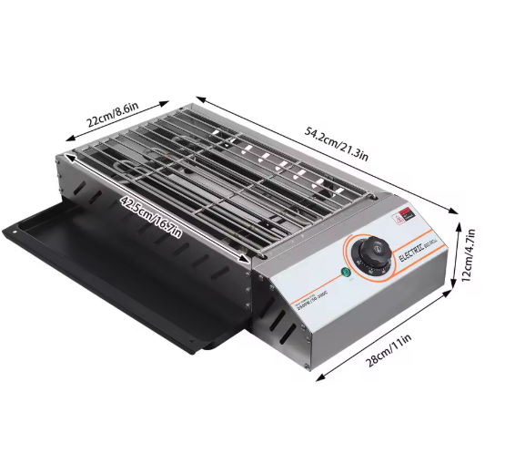 Elektrische BBQ Grill 2.5KW – RVS Tafelbarbecue met Instelbare Temperatuur voor Binnen en Outdoor