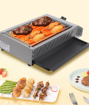 Elektrische BBQ Grill 2.5KW – RVS Tafelbarbecue met Instelbare Temperatuur voor Binnen en Outdoor